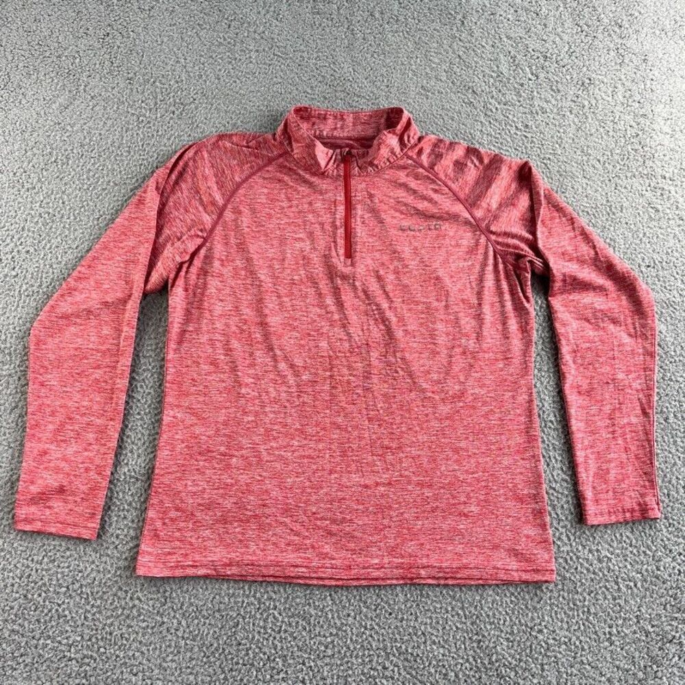 NEW Tesla Shirt Mens Large Red Athletic Top Mock 1/4 Zip Long Sleeve Gym Outdoor
